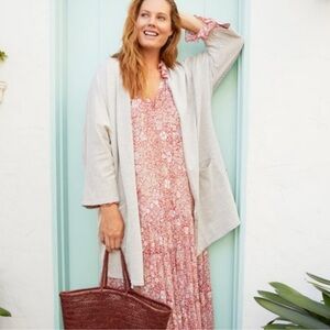 DONNI OS Gray Ribbed Sweater Coat Cardigan